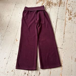 True Grit Plum Terry Fleece Lounge Pants Sweatpants Fold over Waist